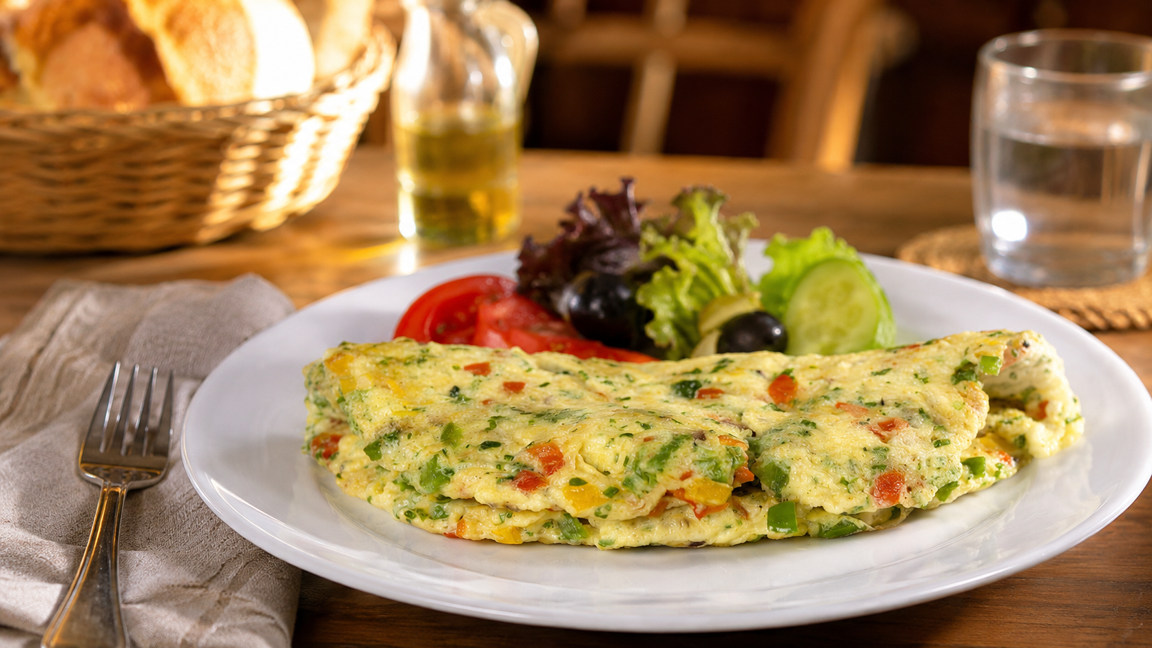 Omelette de verduras y queso de receta de yolikitchen