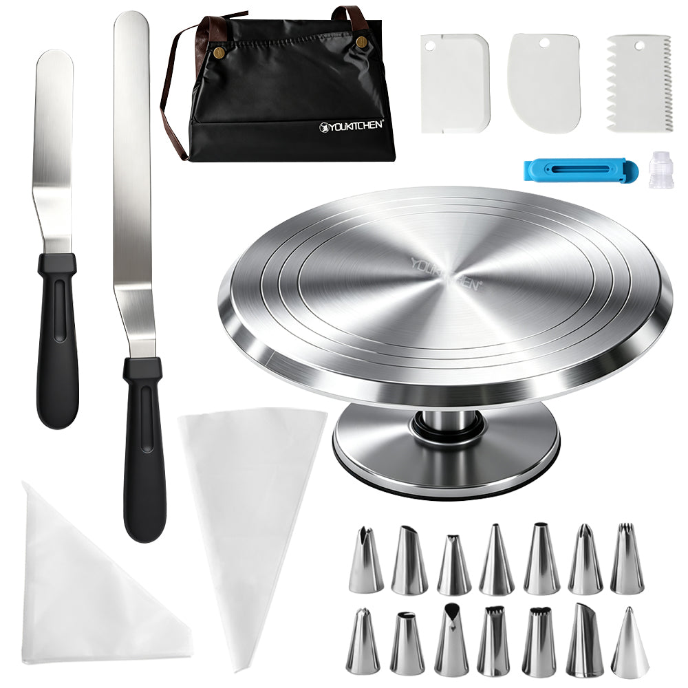 Set de repostería con plato giratorio de aluminio y accesorios Yolikitchen