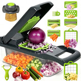 Cortador de verduras multifuncional 15 en 1 con recipiente y accesorios