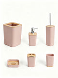 Set de accesorios para baño 6 piezas color naranjo suave