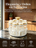 Set especiero giratorio de 8 frascos para condimentos