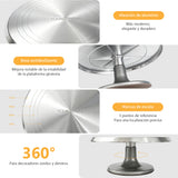 Plato giratorio de aluminio con base antideslizante, anillos guía y giro de 360°