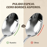 Comparación del borde y pulido de una cuchara 