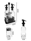 Set Aceitero Vinagrero y Especiero de Vidrio con Soporte