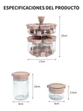 Dispensador giratorio de condimentos con frascos