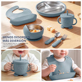 Taza infantil con dos asas, tapa y bombilla