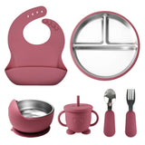 Set de vajilla infantil de acero inoxidable 304 y silicona – 6 piezas-OF