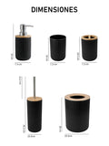 Set de accesorios de baño Bambú + Mate,5 piezas