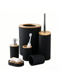 Set de accesorios de baño Bambú + Mate,5 piezas