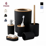 Set de accesorios de baño Bambú + Mate,5 piezas
