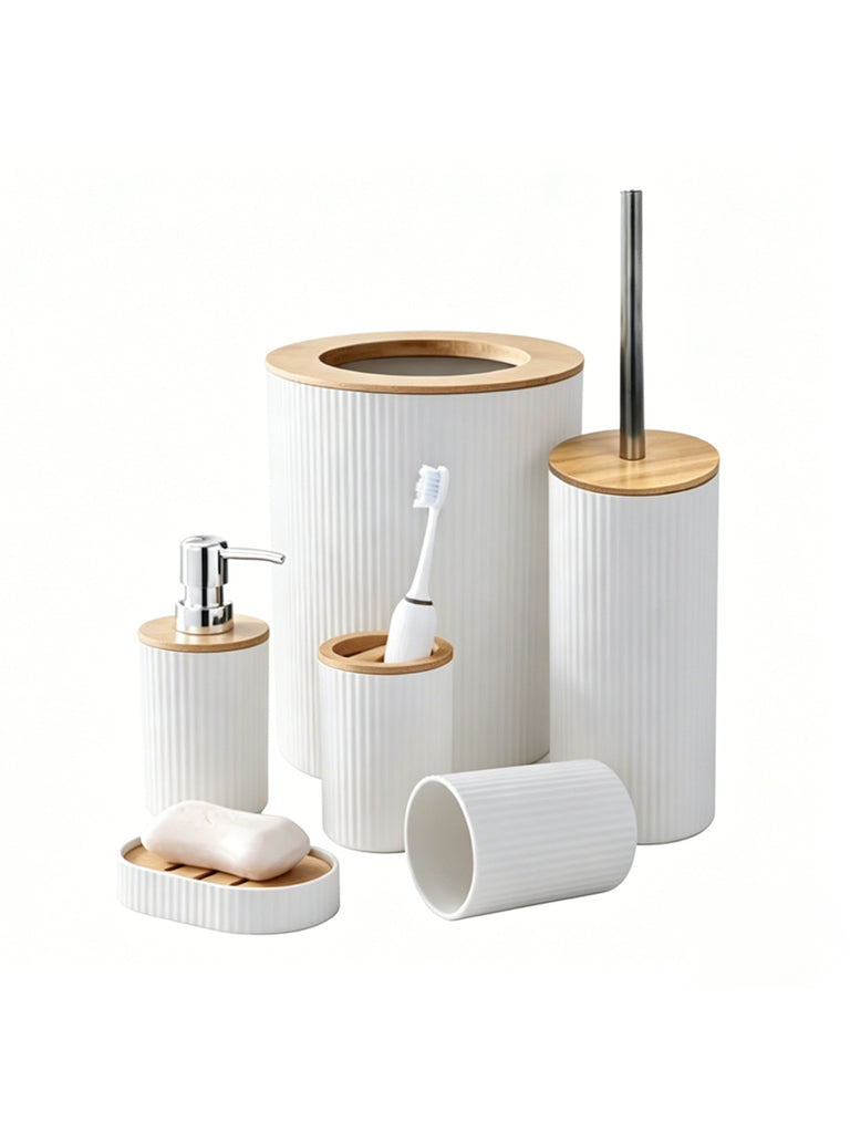 Set de accesorios de baño Bambú + Mate,5 piezas
