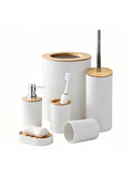 Set de accesorios de baño Bambú + Mate,5 piezas