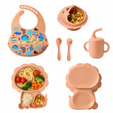 Vajilla de silicona para bebé 8 piezas color naranja