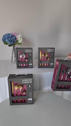 Video de Juego de cubiertos de acero inoxidable de 25 piezas para 6 personas